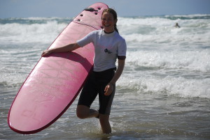 girl with a softboard