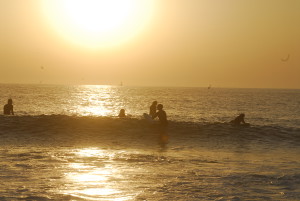 sunset surf in france