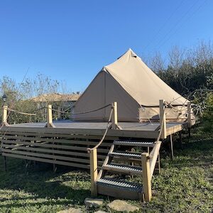 Glamping tent at Far End Surf House